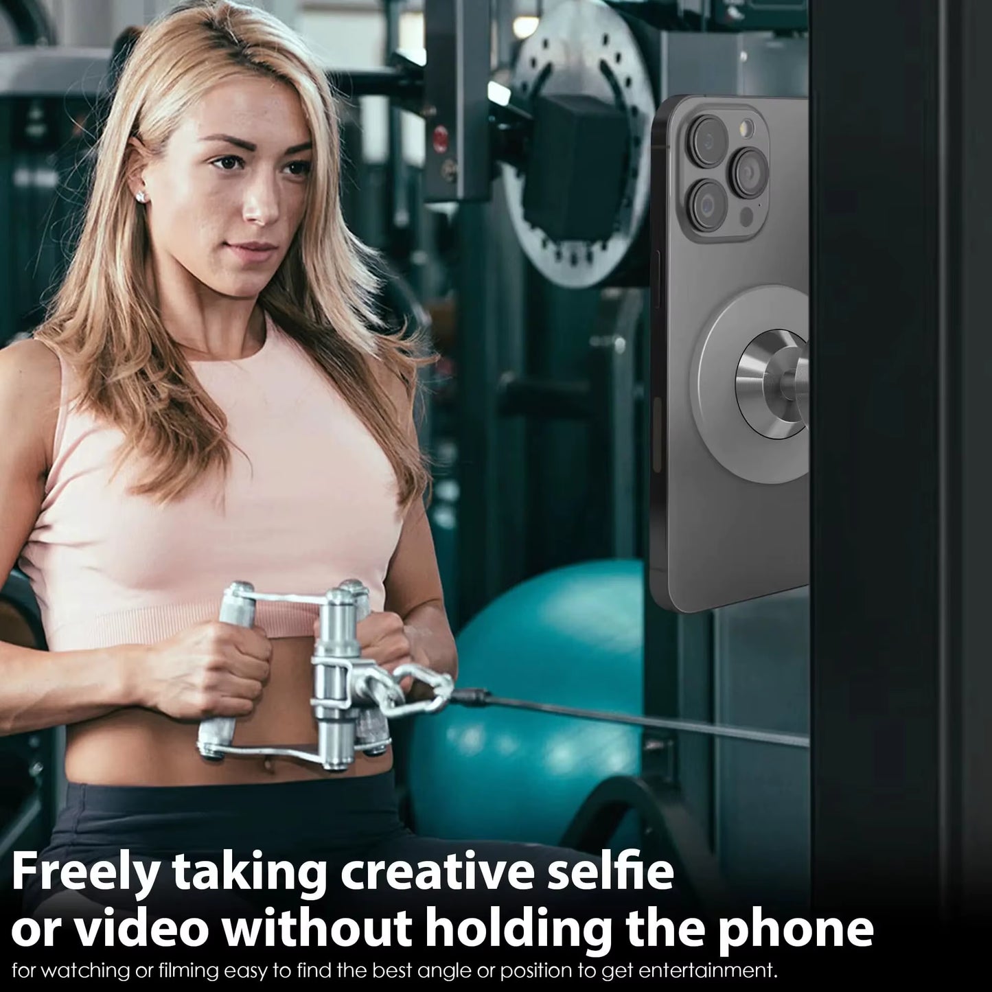 Gym Mate Magnetic Phone Mount &Double-Sided Magnetic Suction Phone Holder for Magsafe. Shoot Hands-Free Videos While Working Out