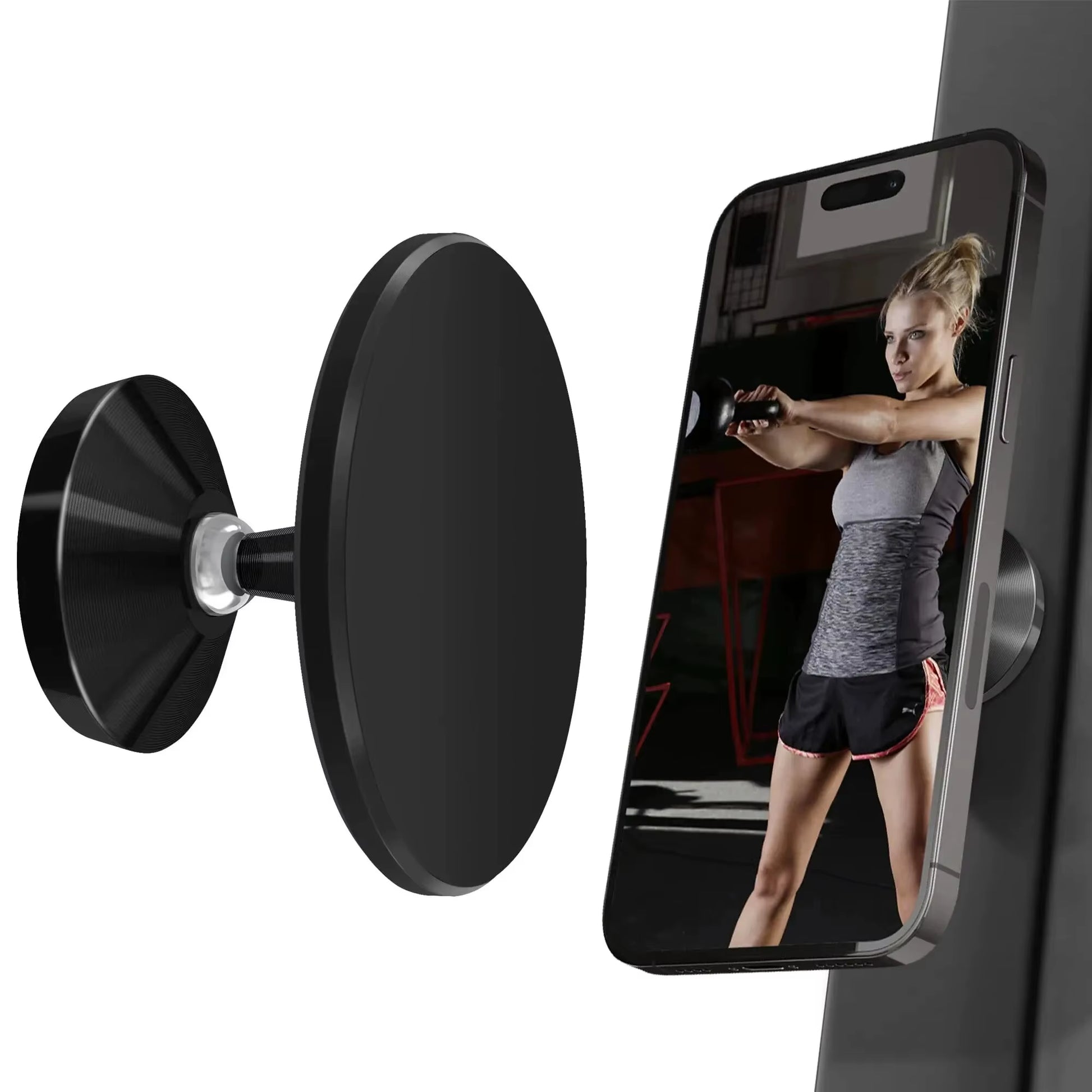 Gym Mate Magnetic Phone Mount &Double-Sided Magnetic Suction Phone Holder for Magsafe. Shoot Hands-Free Videos While Working Out