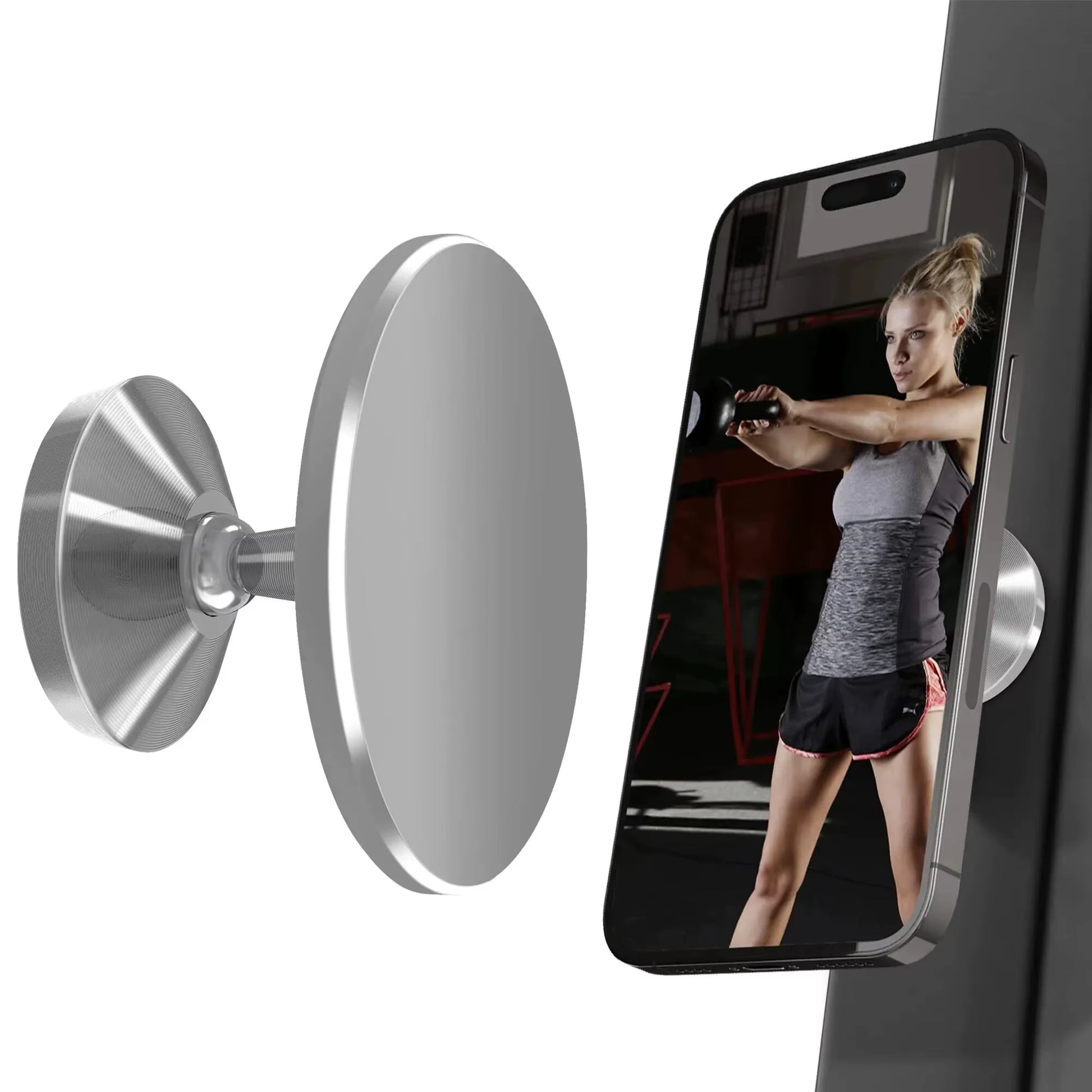 Gym Mate Magnetic Phone Mount &Double-Sided Magnetic Suction Phone Holder for Magsafe. Shoot Hands-Free Videos While Working Out